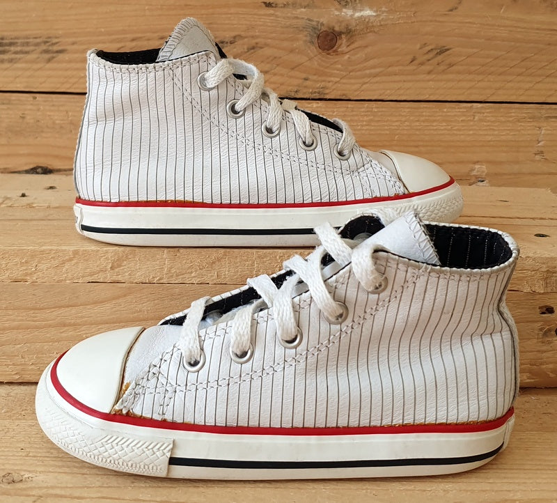 Converse All Star Mid Canvas Kids Trainers UK9/US9/EU25 707523 White Stripe