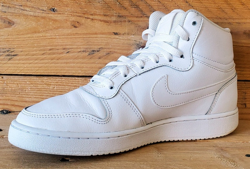 Nike Ebernon Mid Leather Trainers UK6/US7/EU40 AQ1773-100 Triple White