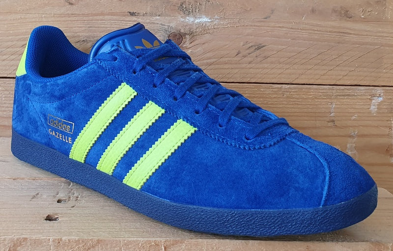 Adidas Gazelle Low Suede Trainers UK9/US9.5/EU43 FZ2686 Blue/Volt Yellow