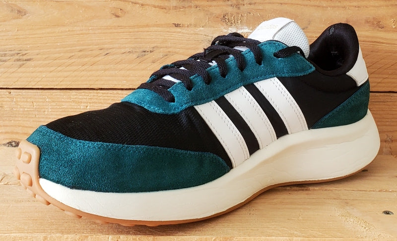 Adidas Run 70s Low Suede/Textile Trainers UK9/US9.5/EU43 GY3887 Green/Black