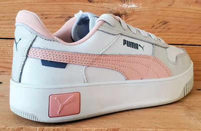 Puma Carina Low Leather Trainers UK4/US5/EU37 393846-04 White/Pink/Grey