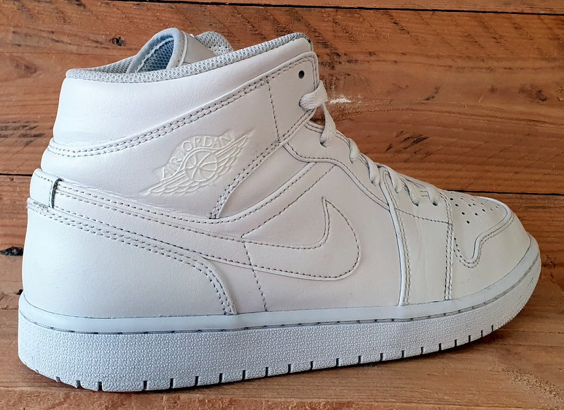 Nike Air Jordan 1 Mid Leather Trainers UK9/US10/EU44 554724-136 Triple White