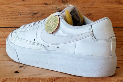 Nike Blazer Platform Low Leather Trainers UK6/US8.5/EU40 DJ0292-100 Triple White