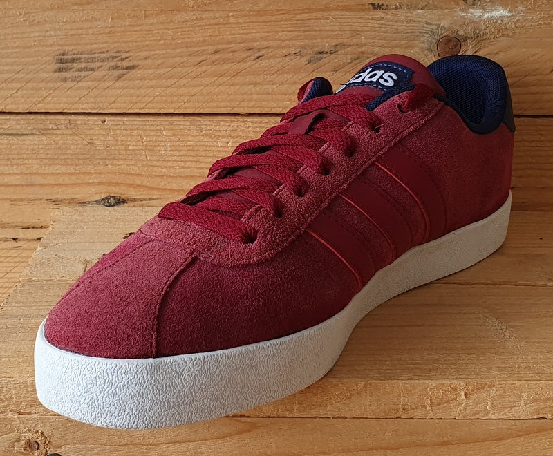 Adidas Court Vulc Low Suede Trainers UK8/US8.5/EU42 BB9636 Burgundy/White