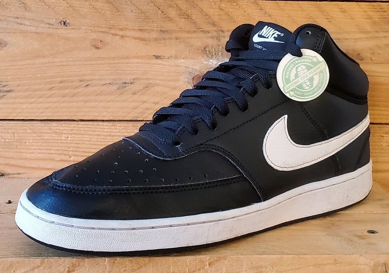 Nike Court Vision Mid Leather Trainers UK9/US10/EU44 DN3577-001 Black/White