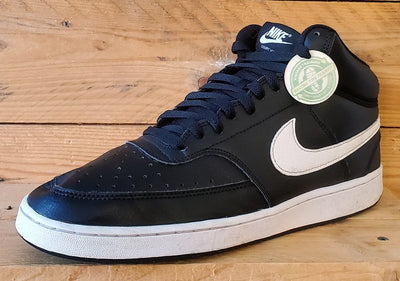 Nike Court Vision Mid Leather Trainers UK9/US10/EU44 DN3577-001 Black/White