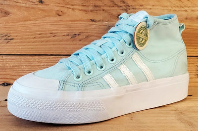 Adidas Nizza Platform Mid Canvas Trainers UK6/US7.5/EU39 H02700 Green/White