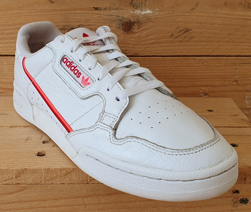 Adidas Continental 80 Low Leather Trainers UK9/US10.5/E43 EE5562 White/Flash Red