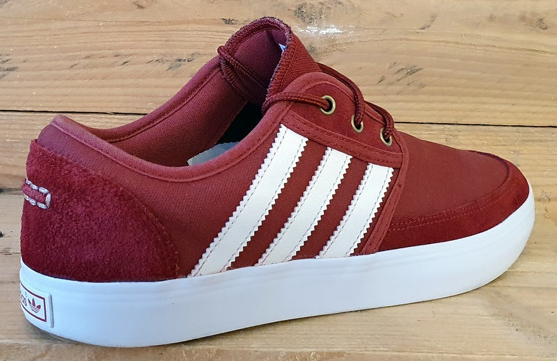 Adidas Seeley Low Canvas/Suede Trainers UK8/US8.5/EU42 G98079 Maroon/White