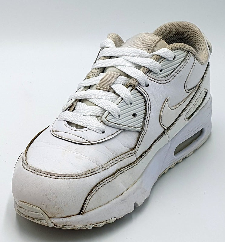 Nike Air Max 90 Low Leather Trainers 833414-100 Triple White UK2/US2.5Y/EU34