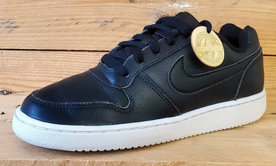 Nike Ebernon Low Leather Trainers UK4/US6.5/EU37.5 AQ1779-001 Black/White