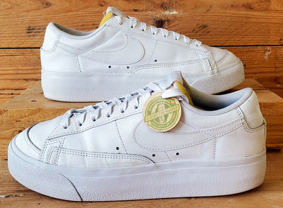 Nike Blazer Platform Low Leather Trainers UK6/US8.5/EU40 DJ0292-100 Triple White