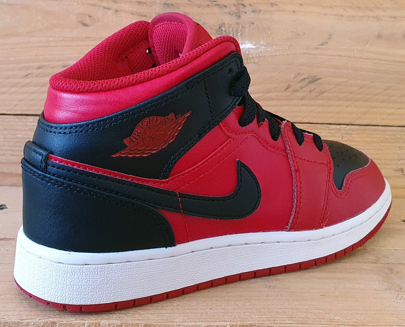 Nike Air Jordan 1 Mid Leather Trainers UK3.5/US4Y/EU36 554725-660 Reverse Bred