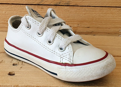 Converse Chuck Taylor OX Low Leather Kids Trainers UK7/US7/E23 735892C White/Red