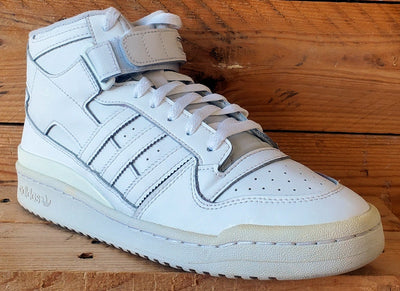 Adidas Forum Mid Leather Trainers UK9/US9.5/EU43 FY4975 Triple White