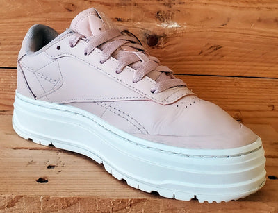 Reebok Club C Double Geo Low Leather Trainers UK4.5/US7/EU37.5 H69145 Soft Ecru