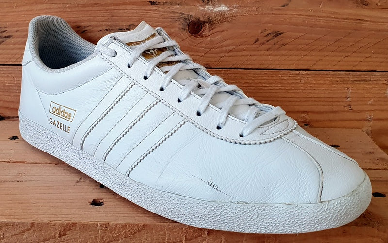 Adidas Gazelle Low Leather Trainers UK10/US10.5/EU44.5 B25214 White/Gold