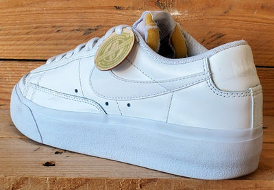 Nike Blazer Platform Low Leather Trainers UK4.5/US7/EU38 DJ0292-100 Triple White
