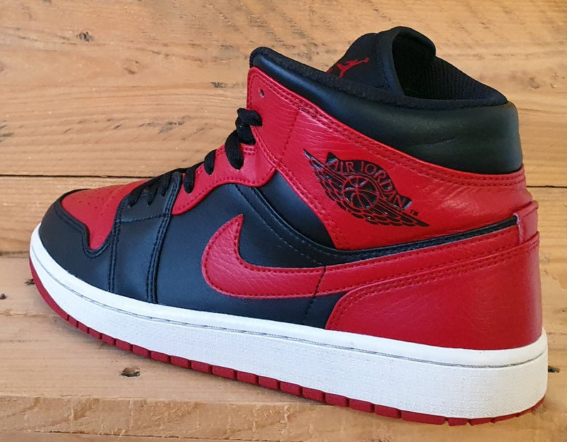 Nike Air Jordan 1 Mid Banned Leather Trainers UK8.5/US9.5/EU43 554724-074 Bred