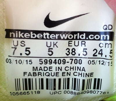 Nike Air Max Thea Low Textile Trainers UK5/US7.5/EU38.5 599409-700 Triple Volt