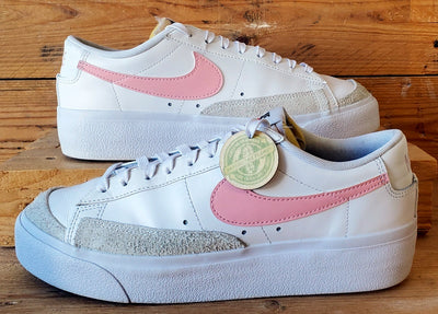 Nike Blazer Platform Low Leather Trainers UK7/US9.5/EU41 DJ0292-103 White/Pink