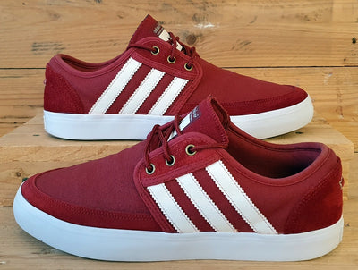 Adidas Seeley Low Canvas/Suede Trainers UK8/US8.5/EU42 G98079 Maroon/White