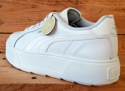 Puma Karmen Platform Low Leather Trainers UK6.5/US9/EU40 384615-01 Triple White