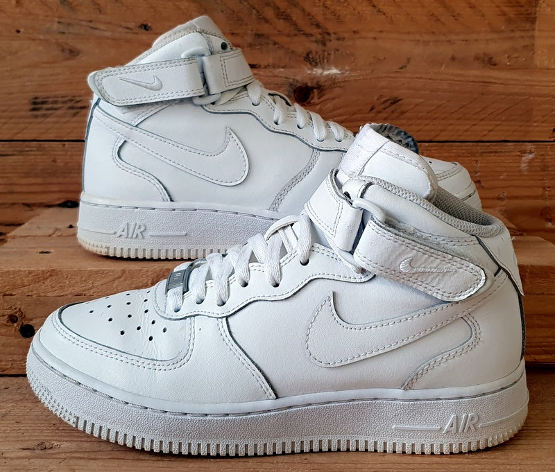 Nike Air Force 1 Mid Leather Trainers UK4/US4.5Y/EU36.5 314195-113 Triple White