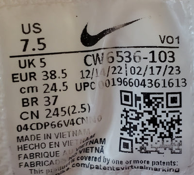 Nike Court Vision Alta Low Textile Trainers UK5/US7.5/EU38.5 CW6536-103 White