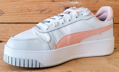 Puma Carina Low Leather Trainers UK4/US5/EU37 393846-04 White/Pink/Grey