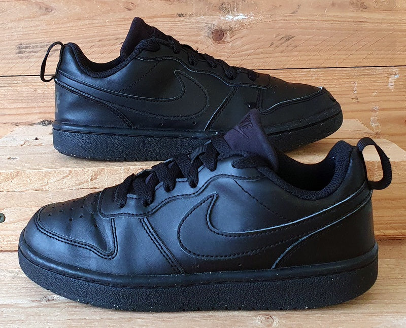 Nike Court Borough Low Leather Trainers UK3/US3.5Y/E35.5 DV5456-002 Triple Black