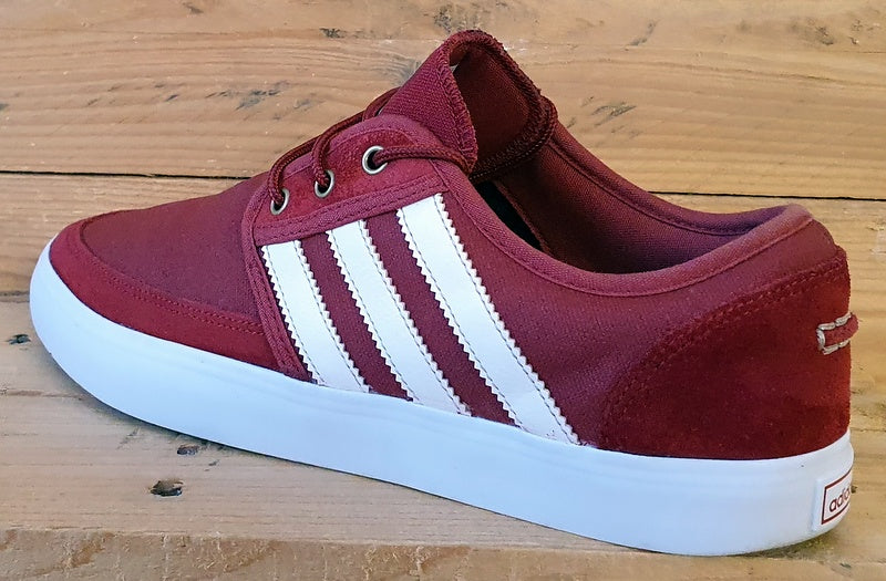 Adidas Seeley Low Canvas/Suede Trainers UK8/US8.5/EU42 G98079 Maroon/White