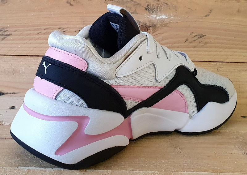 Puma Nova 90s Bloc Leather Textile Trainers UK4 US6.5 EU37 369486 03 White Pink VintageTrainers