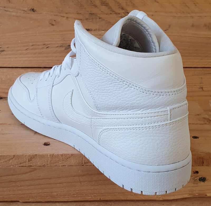 Nike Air Jordan 1 Mid Leather Trainers UK11 US12 EU46 554724 130 Triple White