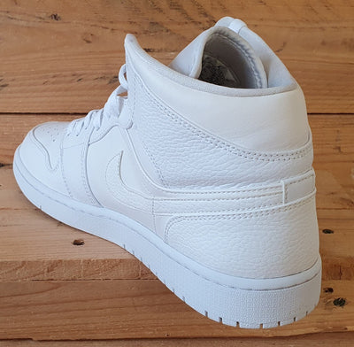 Nike Air Jordan 1 Mid Leather Trainers UK11/US12/EU46 554724-130 Triple White