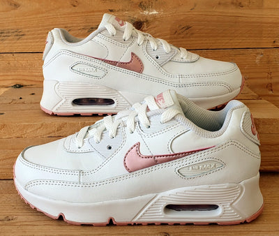 Nike Air Max 90 Low GS Trainers UK2/US2.5Y/EU34 CD6867-115 White Pink Glaze