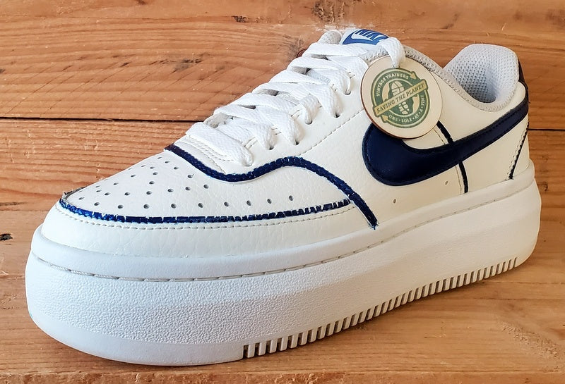 Nike Court Vision Alta Leather Trainers UK4/US6.5/EU37.5 DM0113-102 White/Blue