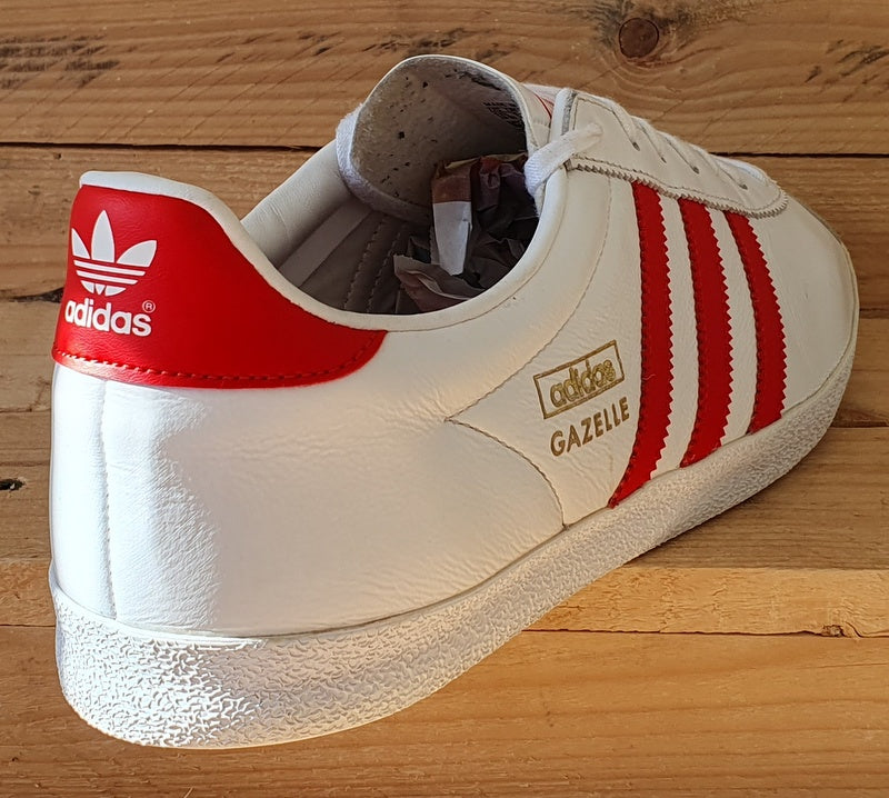 Adidas Original Gazelle Low leather Trainers UK11/US11.5/EU46 GZ8324 White/Red