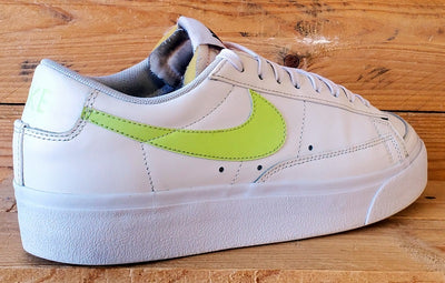 Nike Blazer Platform Low Leather Trainers UK7.5/US10/EU42 DJ0292-102 White/Lemon