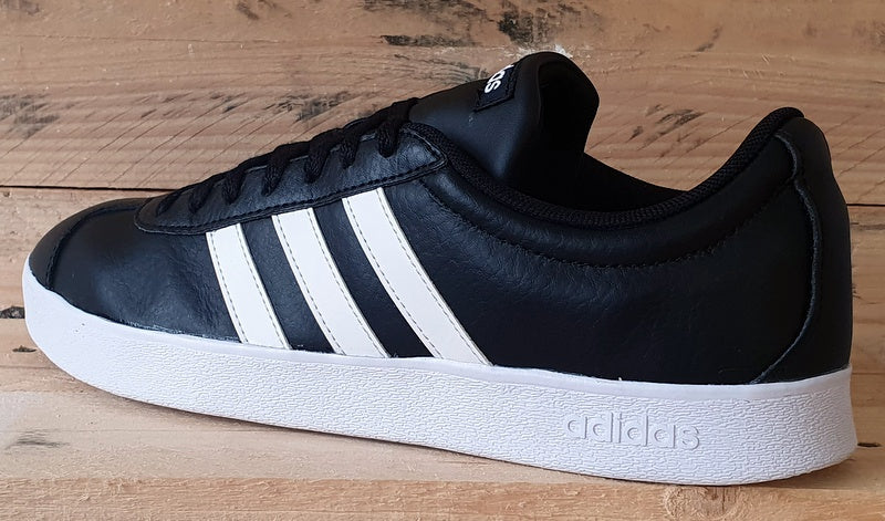 Adidas VL Court 2.0 Low Leather Trainers UK8.5/US9/E42.5 B43814 Black/White