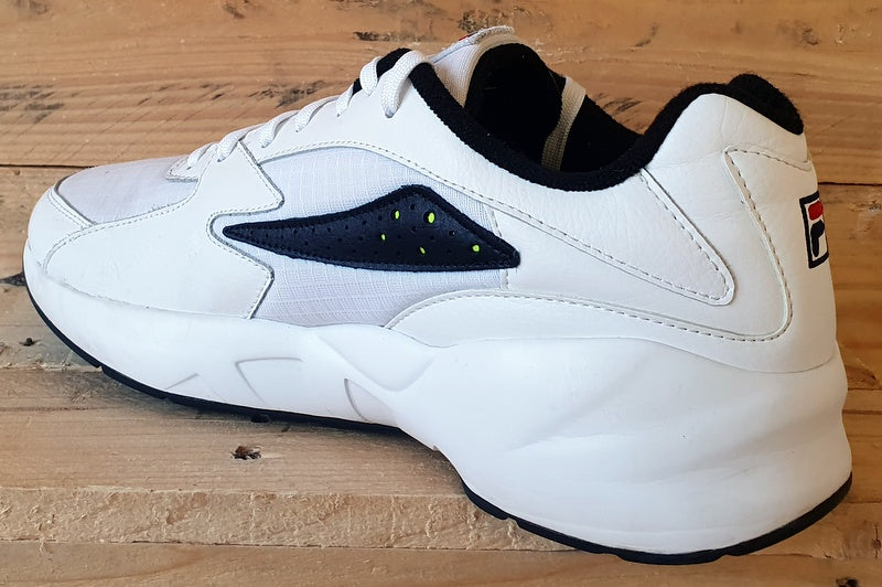 Fila MindBlower Low Leather Trainers UK10 US11 EU44.5 1RM00364 White Black VintageTrainers