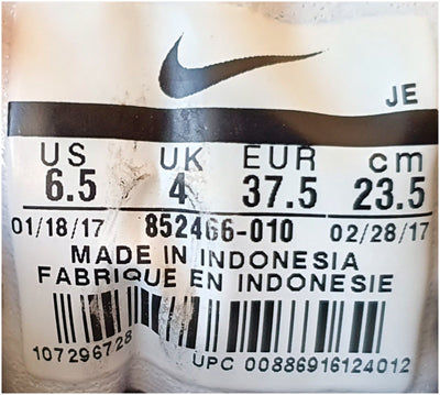 Nike Downshifter 7 Low Textile Trainers UK4/US6.5/EU37.5 852466-010 Black/White