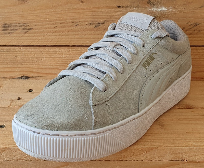 Puma Vikky Platform Low Suede Trainers UK7/US9.5/EU40.5 363287-03 Grey/White