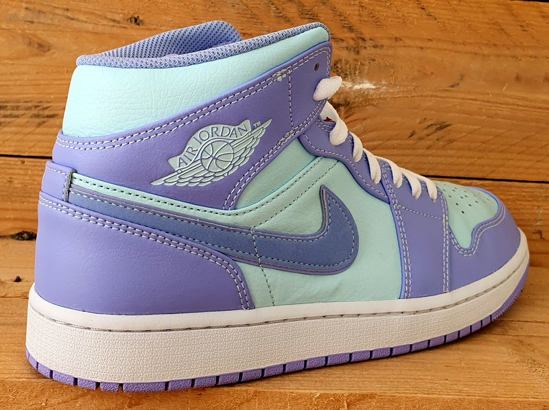 Nike Air Jordan 1 Mid Leather Trainers UK8.5/US9.5/EU43 554724-500 Purple Aqua