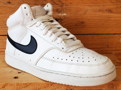 Nike Court Vision Mid Leather Trainers UK7/US8/EU41 DN3577-101 White/Black