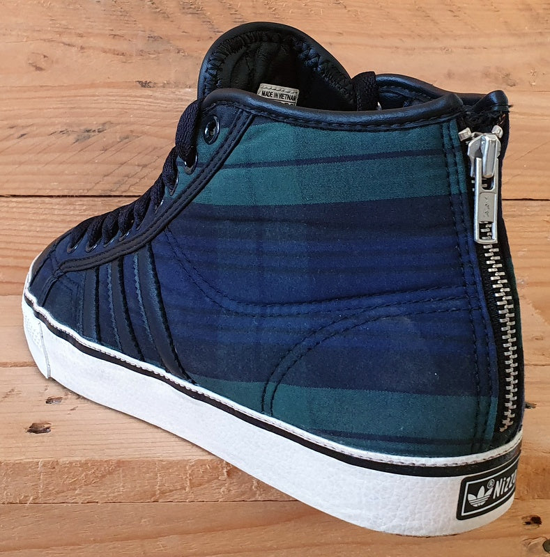 Adidas Nizza Mid Textile Trainers UK7/US7.5/EU40.5 G12423 Navy/Green Tartan