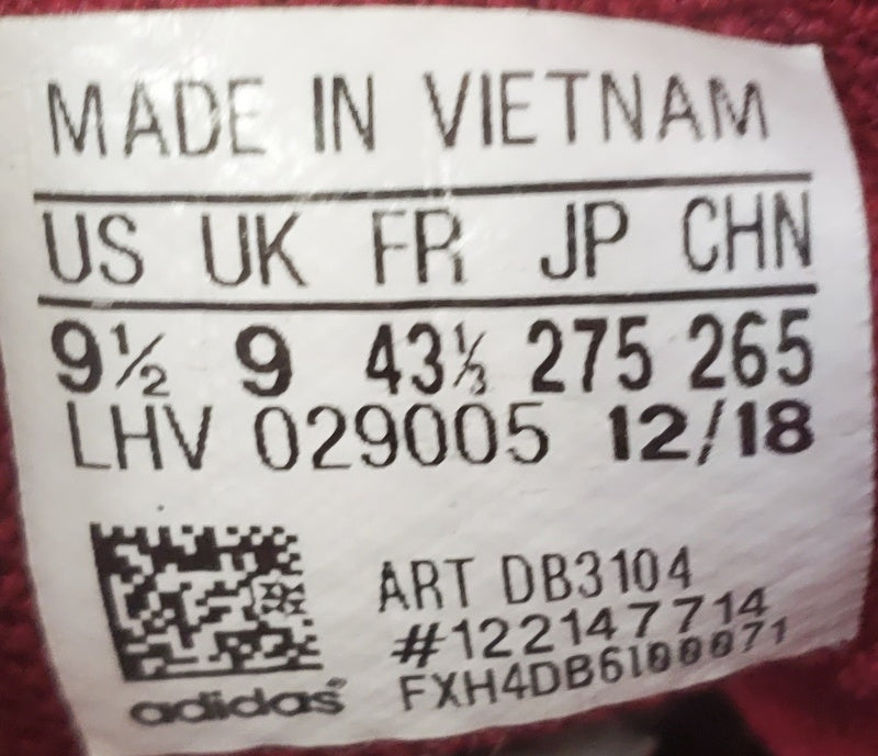 Adidas 3MC Low Canvas Trainers UK9/US9.5/EU43 DB3104 Bordeaux/White