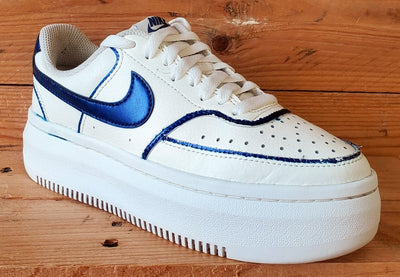 Nike Court Vision Alta Leather Trainers UK4/US6.5/EU37.5 DM0113-102 White/Blue