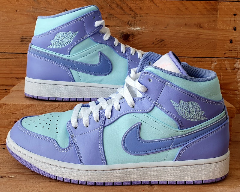 Nike Air Jordan 1 Mid Leather Trainers UK8.5/US9.5/EU43 554724-500 Purple Aqua