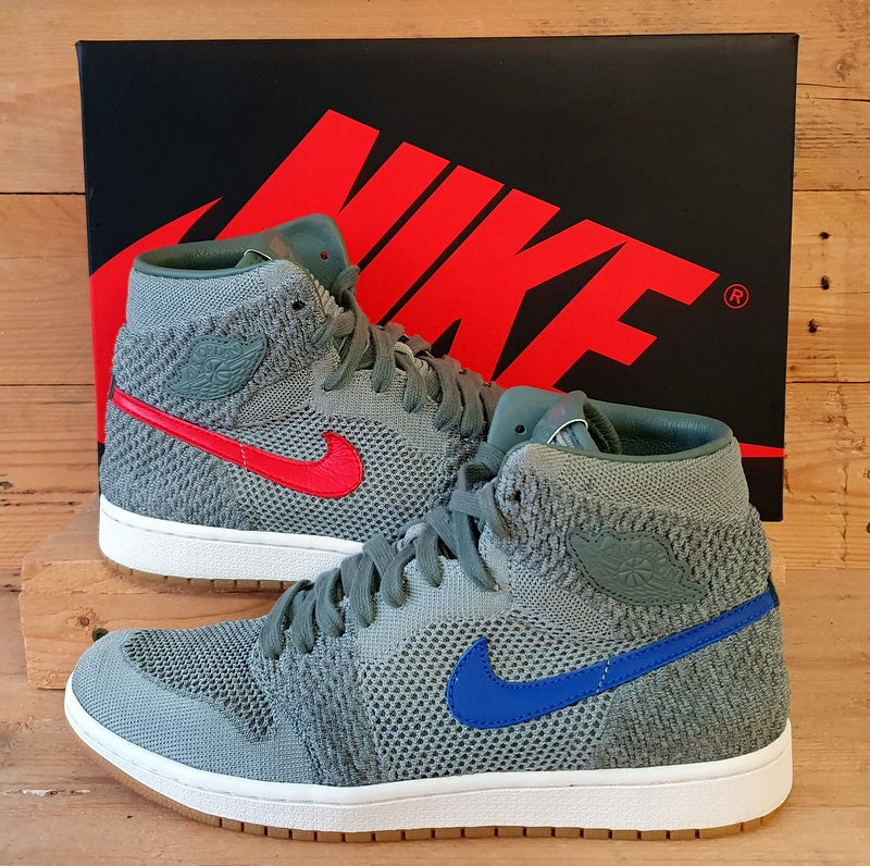 Nike Jordan 1 Retro Mid Flyknit Trainers UK9/US10/EU44 919704-333 Clay Grey